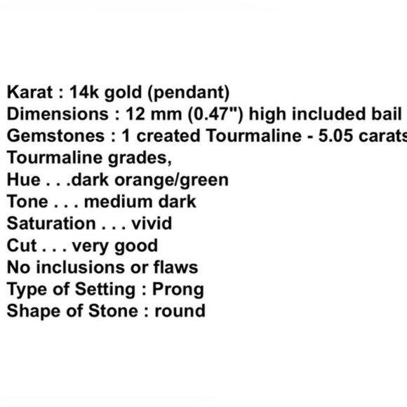 Tourmaline 14k White Gold Gemstone Pendant with a Chain Necklace - Picture 9 of 9